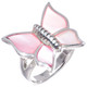 Pink Butterfly Mother Of Pearl Shell 925 Sterling Silver Sz 6.5 Ring