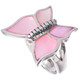 Pink Butterfly Mother Of Pearl Shell 925 Sterling Silver Sz 6.5 Ring