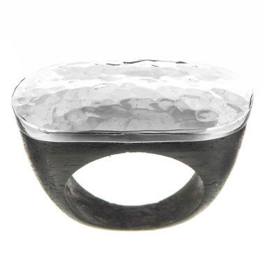 925 Sterling Silver Hammered Sono Wood Sterling Us 10 Ring