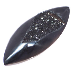 Gunmetal Black Titanium Agate Druzy Drusy 26x10mm Cabochon US-made, 1"