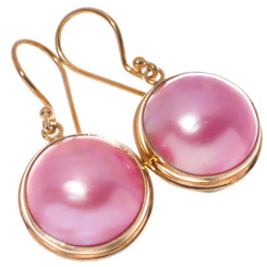 925 Silver Pacific Pink Mabe Pearl Vermeil Gold Plated Sterling Earrings, 11/16"