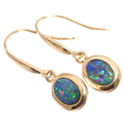 925 Silver Round Aaa Fiery Natural Opal Sterling Solid 14K Gold earrings, 3/8"