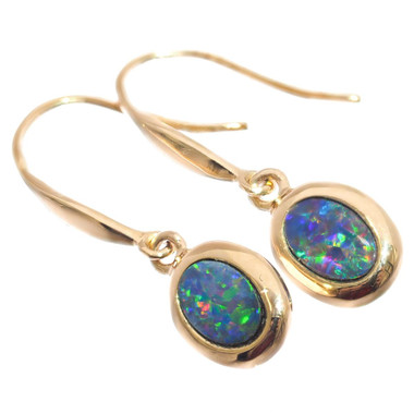925 Silver Round Aaa Fiery Natural Opal Sterling Solid 14K Gold earrings, 3/8"