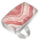 925 Silver Argentina Pink Banded Rhodochrosite Sterling Adj Sz 7 Ring, 1"