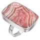 925 Silver Argentina Pink Banded Rhodochrosite Sterling Adj Sz 8 Ring, 1"