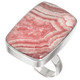 925 Silver Argentina Pink Banded Rhodochrosite Sterling Adj Sz 8 Ring, 1"
