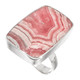925 Silver Argentina Pink Banded Rhodochrosite Sterling Adj Sz 9 Ring, 1"