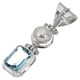 925 Silver White Freshwater Cultured Pearl Blue Topaz Sterling Pendant, 1 1/4"
