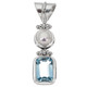 925 Silver White Freshwater Cultured Pearl Blue Topaz Sterling Pendant, 1 1/4"