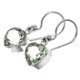 925 Silver Dainty Prasiolite Heart Green Amethyst Sterling Filigree Earrings, 1"
