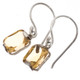 925 Silver Cute Square Citrine Sterling Earrings, 1/2"
