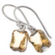 925 Silver Cute Square Citrine Sterling Earrings, 1/2"