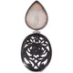 925 Silver Handcarved Goddess Coconut Natural Druzy Drusy Pendant, 3 7/16"
