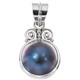 925 Silver Blue Mabe Ocean Cultured Pearl Sterling Pendant, 1 3/8"
