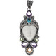 925 Silver Bali Mixed Gems Goddess Bone Sterling Pendant, 1 3/4"