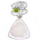925 Silver Biwa Stick Pearl Opal Titanium Druzy Peridot Sterling Pendant, 1 3/4"