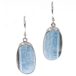 925 Silver Blue Opal Sterling Drop Dangle Earrings, 7/8"