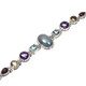 925 Silver Mabe Pearl Red Garnet Amethyst Blue Topaz Sterling Bracelet, 6.5-7"