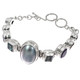 925 Silver Mabe Pearl Red Garnet Amethyst Blue Topaz Sterling Bracelet, 6.5-7"