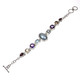 925 Silver Mabe Pearl Red Garnet Amethyst Blue Topaz Sterling Bracelet, 6.5-7"