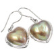 925 Silver Heart Gold-tone South Sea Mabe Cultured Pearl Sterling Earrings, 3/4"