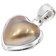 925 Silver Valentine Gold Heart Mabe Cultured Pearl Sterling Pendant, 1 1/8"