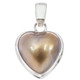 925 Silver Valentine Gold Heart Mabe Cultured Pearl Sterling Pendant, 1 1/8"