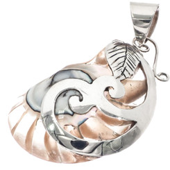 925 Silver Design Nautilus Shell Sterling Pendant, 2"