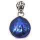 925 Silver Deep Blue Baroque Biwa Freshwater Coin Pearl Sterling Pendant, 1"