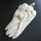 925 Silver Goddess Eagle Feather Cover Bison Bone Sterling Pendant, 3 1/4"