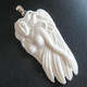 925 Silver Goddess Eagle Feather Cover Bison Bone Sterling Pendant, 3 1/4"