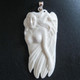 925 Silver Goddess Eagle Feather Cover Bison Bone Sterling Pendant, 3 1/4"