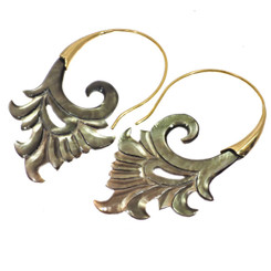 Exquisite Orchid Oyster Mother Of Pearl Shell Hand Carving Earrings, 2 1/8"