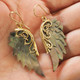 Exquisite Eagle Wing Oyster Mother Of Pearl Shell Hand Carving Earrings, 2 1/8"