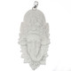 Hand Carving Hindu God Ganesha Bison Bone 925 Sterling Silver Pendant, 3 3/8"