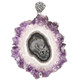 925 Silver Rare Big Amethyst Crystal Geode Slice Sterling Pendant, 3 1/8"