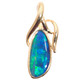 Gold Large Freeform Blue Green Fiery Natural Australian Opal 14K Gold Pendant, 7/8"