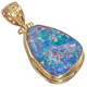 925 Silver Big Multi-color Australian Opal Vermeil Gold Plated Pendant, 1 3/8"