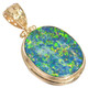 925 Silver Big Green Yellow Australian Opal Vermeil Gold Plated Pendant, 1 3/8"