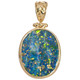 925 Silver Big Green Yellow Australian Opal Vermeil Gold Plated Pendant, 1 3/8"