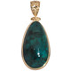 Rare Deep Green Dioptase Vermeil Gold Plated 925 Silver Sterling Pendant, 1 3/4"