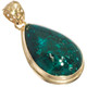 Rare Deep Green Dioptase Vermeil Gold Plated 925 Silver Sterling Pendant, 1 7/8"