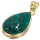 Rare Deep Green Dioptase Vermeil Gold Plated 925 Silver Sterling Pendant, 1 7/8"