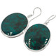 925 Silver Spectacular Rare Deep Green Dioptase Sterling Earrings, 1 1/4"