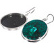 925 Silver Spectacular Rare Deep Green Dioptase Sterling Earrings, 1 1/4"