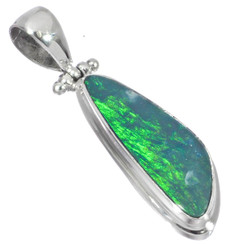 Genuine Long Australian Opal Sterling Silver Pendant, 1 1/2"