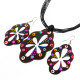 Beautiful Ethnic Handpainted Flower Wood Necklace & Earring Set