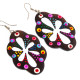 Beautiful Ethnic Handpainted Flower Wood Necklace & Earring Set