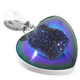 925 Silver Heart Peacock Purple Green Titanium Druzy Sterling Pendant, 1 1/4"