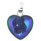 925 Silver Heart Peacock Purple Green Titanium Druzy Sterling Pendant, 1 1/4"